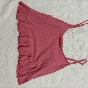 American Eagle Outfitters Pink Camisole with Ruffle Hem